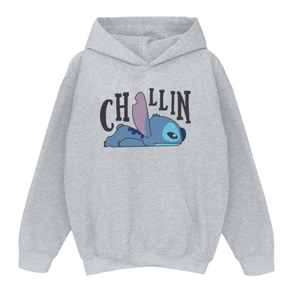 Disney Girls Lilo And Stitch Chillin Hoodie - Sports Grey