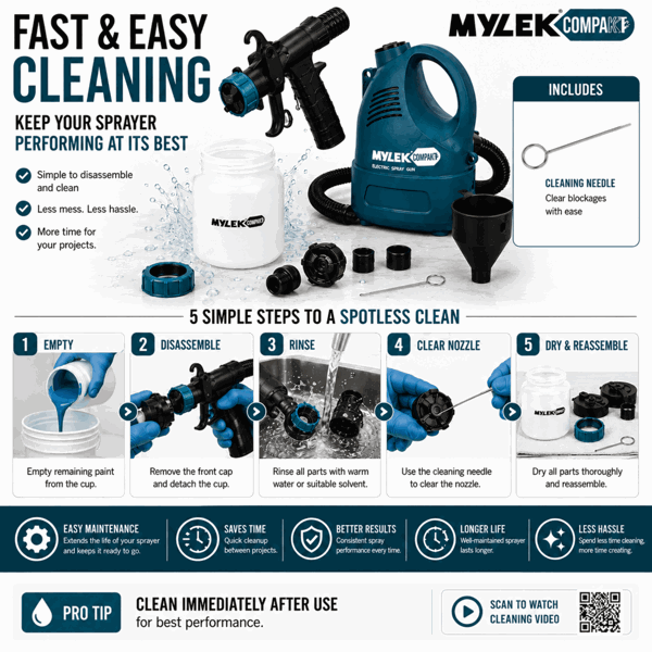 MYLEK Electric Paint Sprayer Gun Kit, Indoor & Outdoor 650W