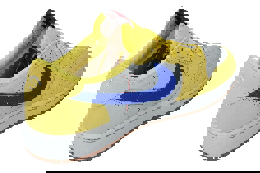 Nike Womens Air Jordan 1 Low Og Sp Travis Scott Trainers Dz4137  700 - Canary Racer Blue Light Silver 700 - Photo 2