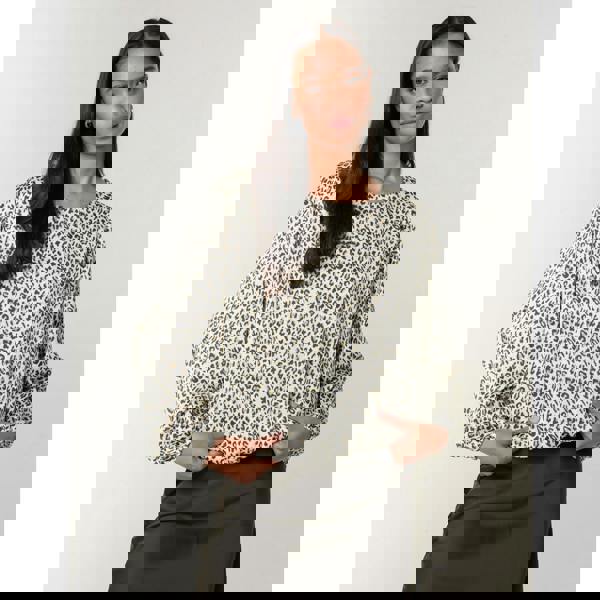 Blue Vanilla Leopard Print Elasticated Hem Blouse