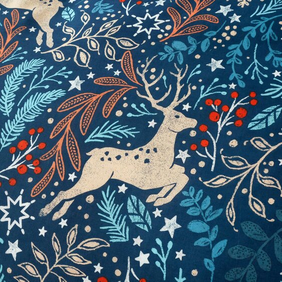 Winter Stags Duvet Cover Set - Red - Blue