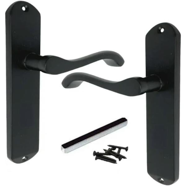 EDH Door Hardware Matt Black Cadenza Victorian Scroll Door Handles – 1, 3 & 5 Pair Packs – 178mm x 38mm - 1 Pair