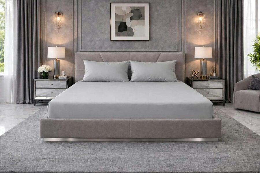 Night Zone Extra Deep Fitted Sheet 40cm – Polycotton Easy Care Bed Sheet - Silver