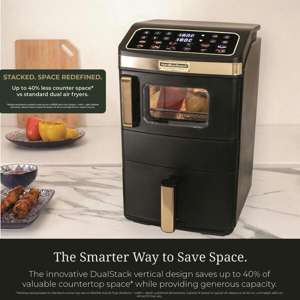 Hamilton Beach Professional DualStack 14.5L Air Fryer Oven - Black & Brushed Brass