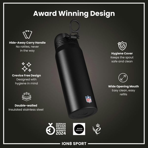 ION8 NFL x ION8 Insulated Steel Water Bottle, NFL Patriots, 750ml (24oz)
