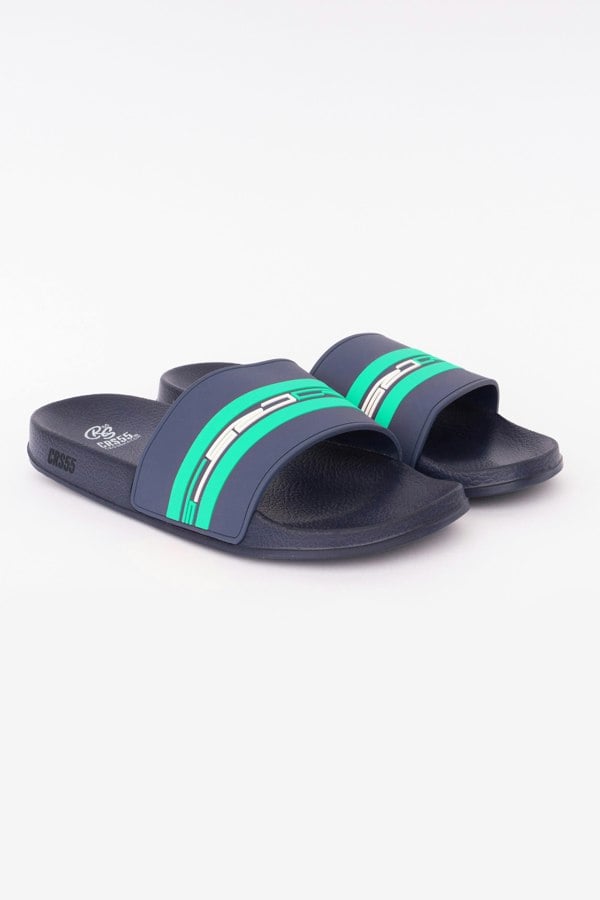 Crosshatch Mentella Sliders Navy/Green