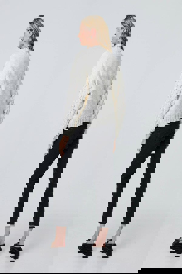 White | Sequin Embellished Cable Knit Jumper
