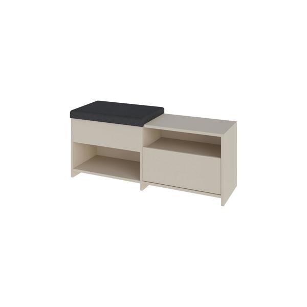 Decortie Modern Filux Shoe Bench Rack Sliding Fabric Seat and 120.3(W) Storage Cabinet 2-Tier Open Shelves Hallway