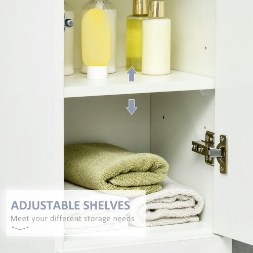 Wyld Haus Elluno High Gloss White Tall Bathroom Storage Cabinet With Push To OFauxn Door