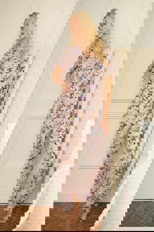 Camille Mauve Lightweight Printed Short Sleeved Pyjama Set