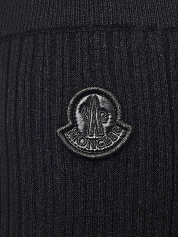 Moncler Viscose Crepe Stretch Ribbed Knitted Leggings Black - Supplied FashionMoncler
