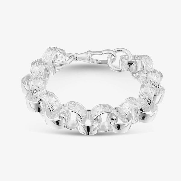 T. H. Baker Sterling Silver 23cm Patterned Belcher Bracelet S1073-09