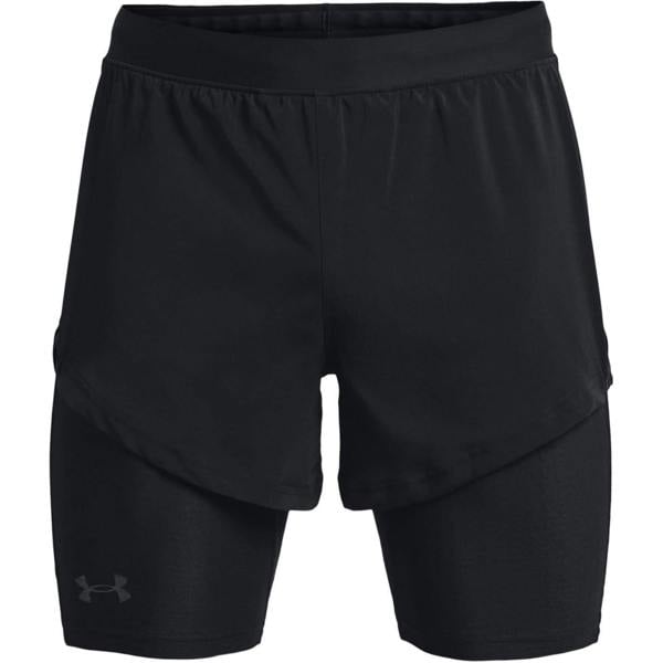 Under Armour Mens Rush 2 in 1 Running Shorts - Black - 