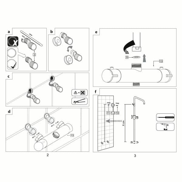Flode Sater Round Style Thermostatic Shower Kit With Bath Filler | 3 Functions | Chrome