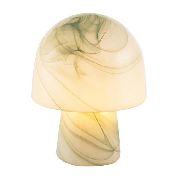 Modern Unique Green and White Marble Effect Glass Mushroom Table Lamp Image 8