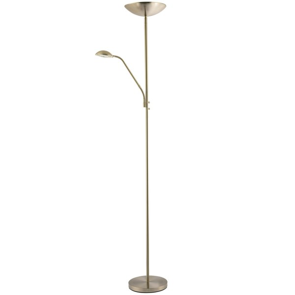 Sleek LED Mother and Child Floor Lamp in Satin Nickel with Memory Dimmer Buttons Image 5