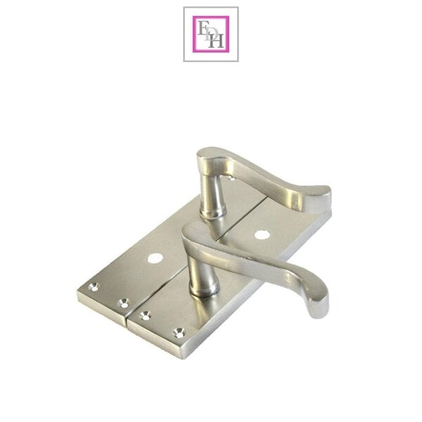 EDH Door Hardware Victorian Style Satin Bathroom Door Handle with Privacy Lock+Bathroom SASH Lock, 2 pairs