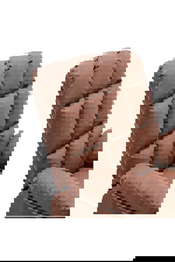 Living and Home Brown Checkered Faux Leather Upholstered Recliner Armchair