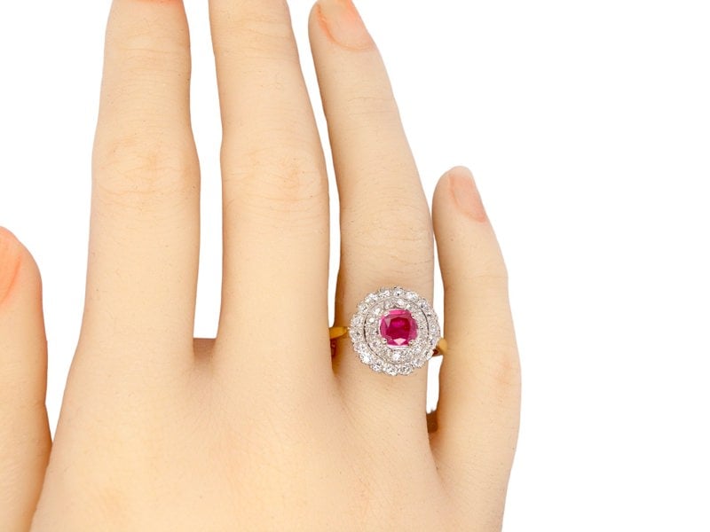 Vintage Tom A ruby and diamond cluster ring