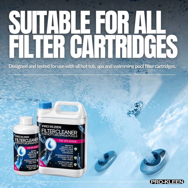 ProKleen Pro-Kleen Hot Tub Pool & Spa Filter Cartridge Cleaner 5L-10 Treatments Improves Efficiency-Deeply Cleans and Removes Oils