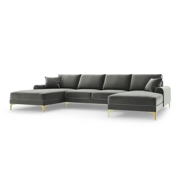 Snug Furniture Monroe Plush U-Shaped Corner Sofa with Gold Legs