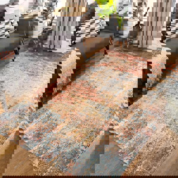 Livabliss Huntington Beach-Modern Orange Blue Ivory In- & Outdoor Rug