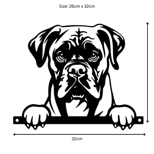 EDH Door Hardware Metal Boxer Peeking Dog Silhouette – 26cm x 32cm | Durable Outdoor & Indoor Wall Art for Garden, Fence, or Home Décor
