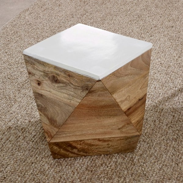 IH Design Milano Solid Mango Wood White Side Table