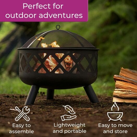 Neo Black Outdoor Heater Fire Pit Bowl