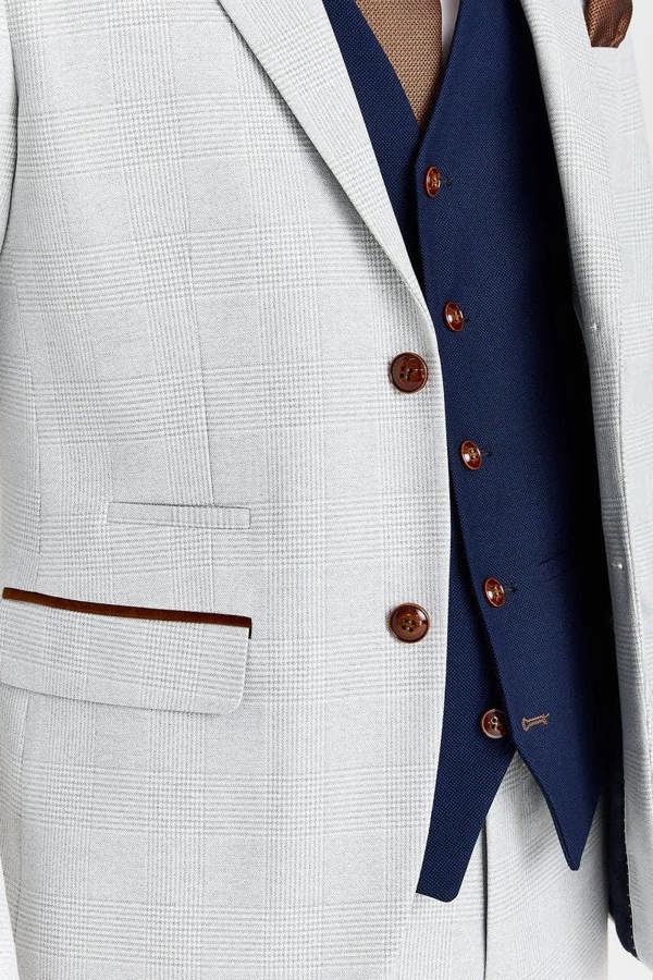 Paul Andrew Mark Stone Suit with Mayfair Navy Waistcoat