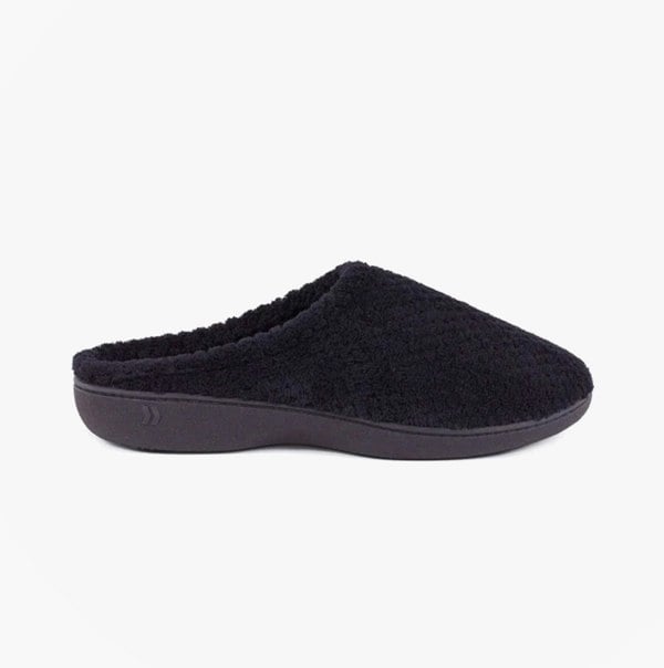 Totes Isotoner POPCORN TERRY Womens Mule Slippers Black