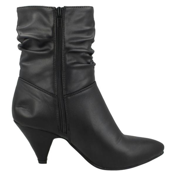 Spot On Ladies Spot On Mid Heel Rouched Ankle Boots F50897