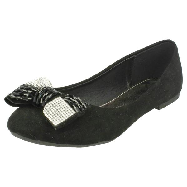 Spot On Ladies Spot On Diamante Detail Bow Shoes