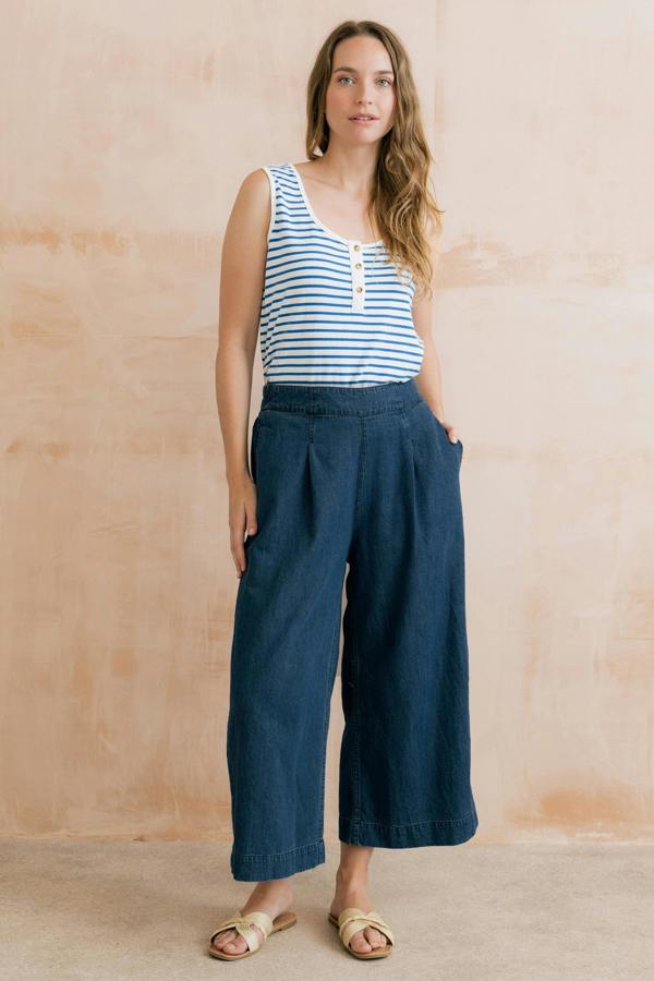 Lily & Me Haze Buttoned Cobalt Stripe Vest