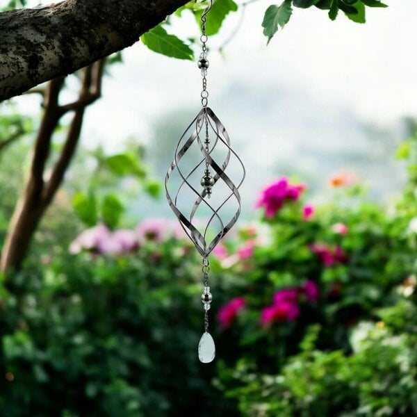 EDH Door Hardware Single Stainless Steel Spiral Spinner – 58cm x 13.5cm x 13.5cm | Elegant Garden Wind Spinner | Durable Outdoor Décor