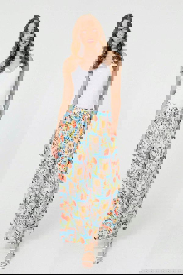 Blue | Patchwork Relaxed Wide Leg Trousers
