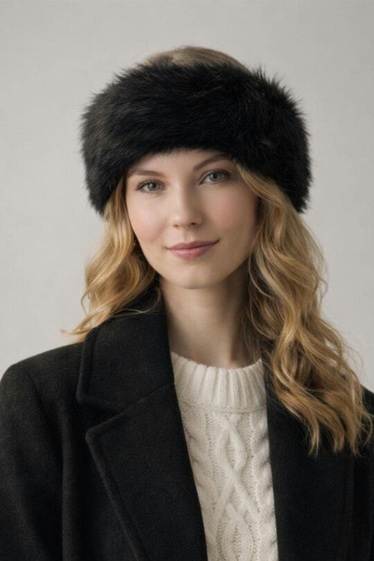 SVNX Faux Fur Headband in Black