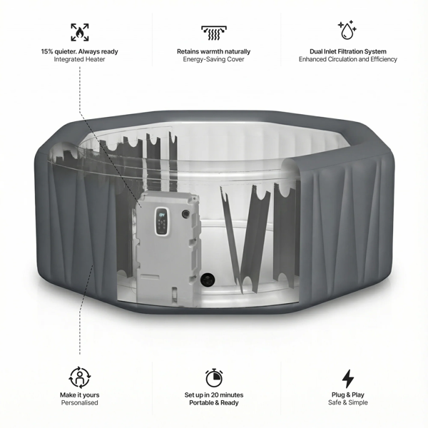 Wave Aegean | 6-Person Inflatable Hot Tub | Integrated Heater