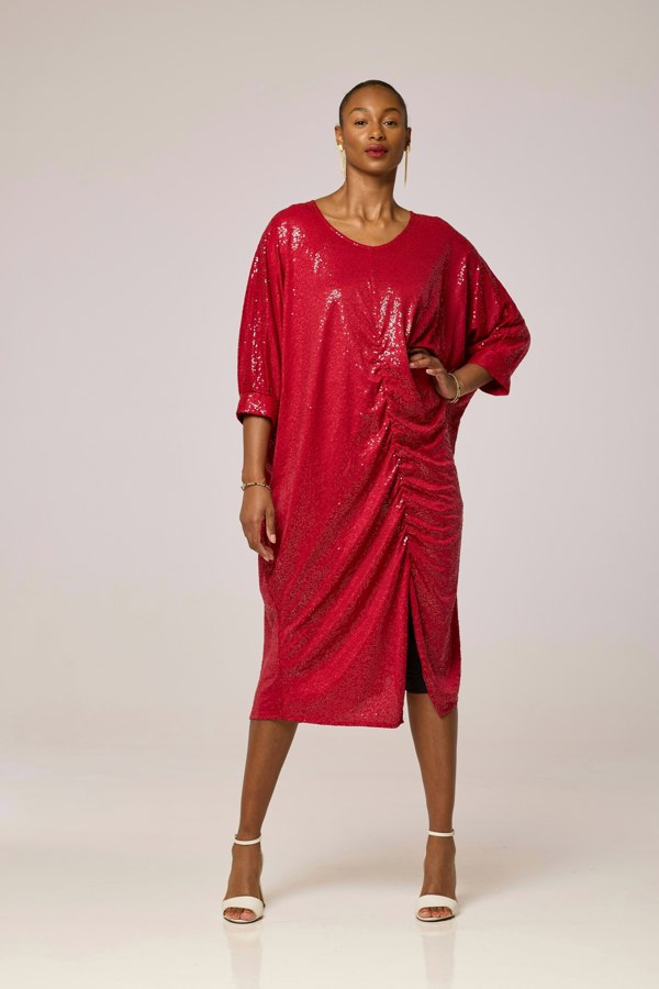 Lioness by TF Sequined Midi Dress - Cherry Red