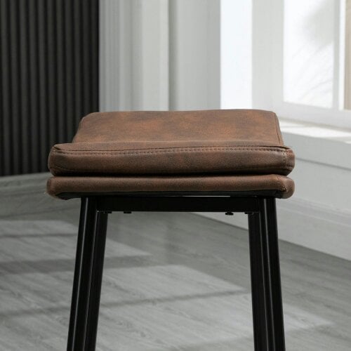 Wyld Haus Noveha Microfiber Brown Industrial Breakfast Bar Stools Set Of 2 With Curved Seat
