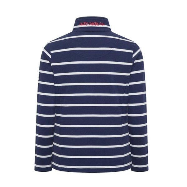 Lazy Jacks LJ32 - Ladies Striped Full Zip Sweatshirt - White