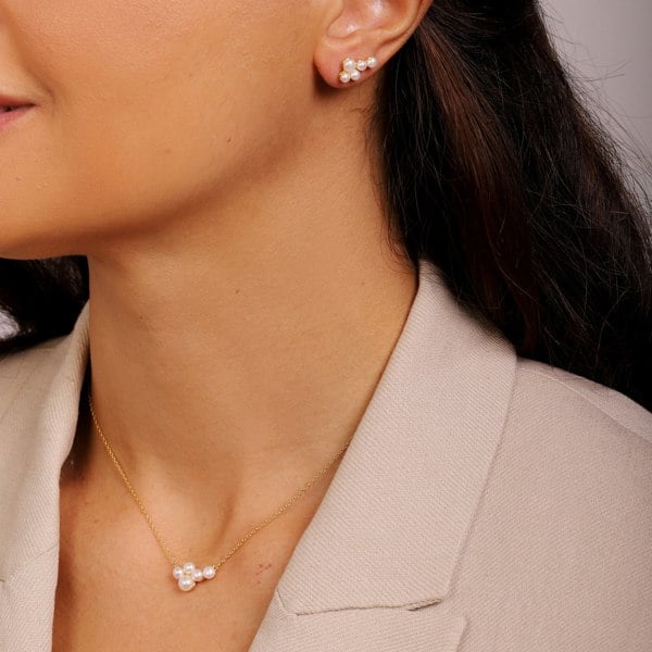 Gold Trip Pearl Cluster Necklace