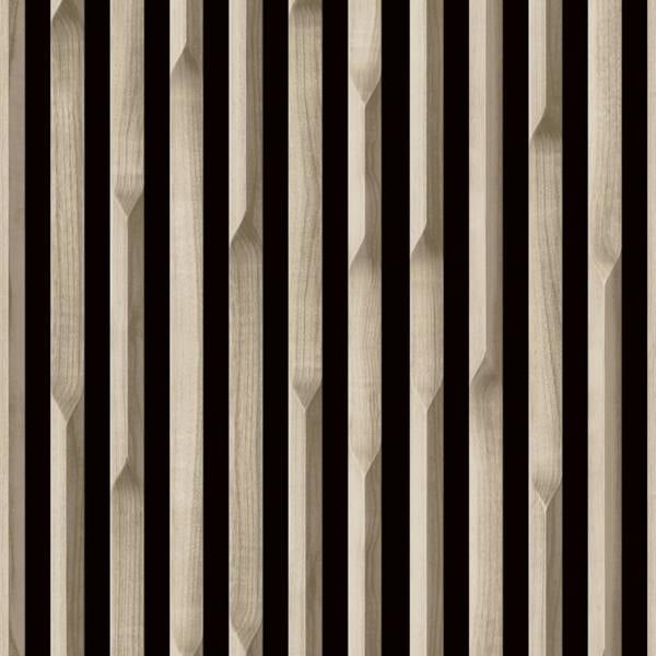 Grandeco Lamella Wood Slat Panel 3D Photorealistic Effect Textured Wallpaper, Light Wood