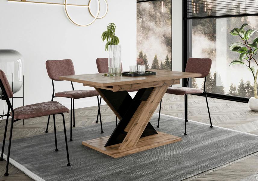 TOXX Extendable Dining Table 140–180cm – Wotan Oak & Black Gloss