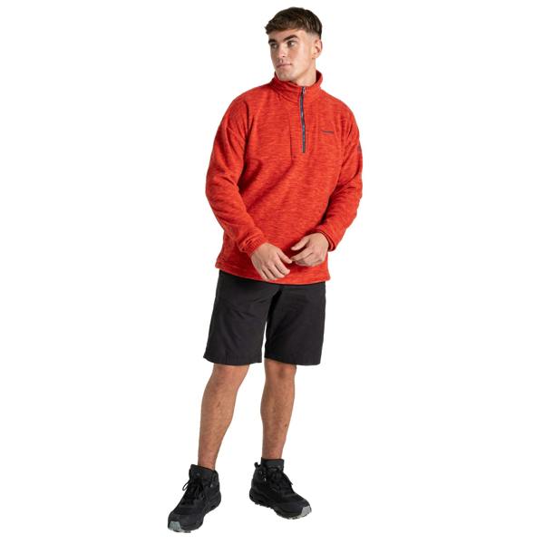 Craghoppers Mens Esk Colour Block Melange Half Zip Fleece Top - Pimento Red - 