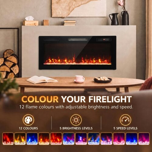 HOMCOM 3 IN 1 Electric Fireplace with 12 Flame Colours, 5 Brightness, 102cm