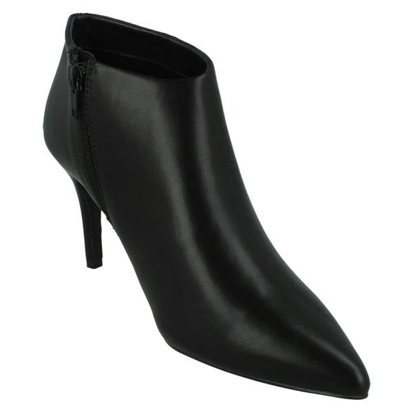 Spot On Ladies Spot On High Heel Low Cut Ankle Boot with Metal Heel Trim F51229