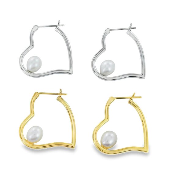 Reeves & Reeves Heart Pearl Earrings