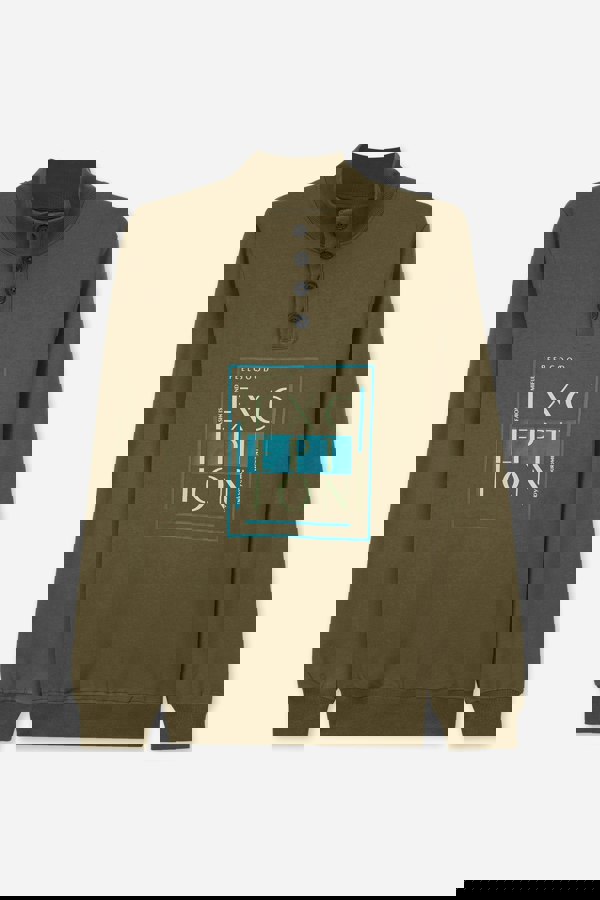 ENORSIA Button-Up Funnel Neck Sweatshirt