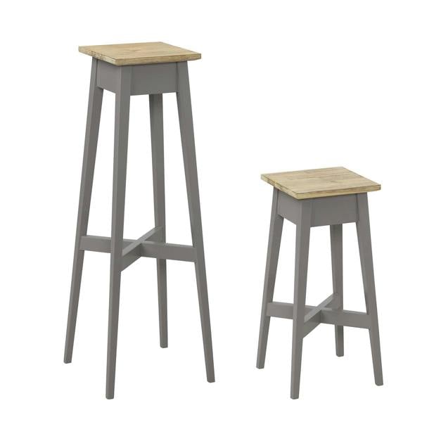 Statement Furniture Florence Plant Stands Set of 2, Tall Small Wooden Plant Holders Assembled